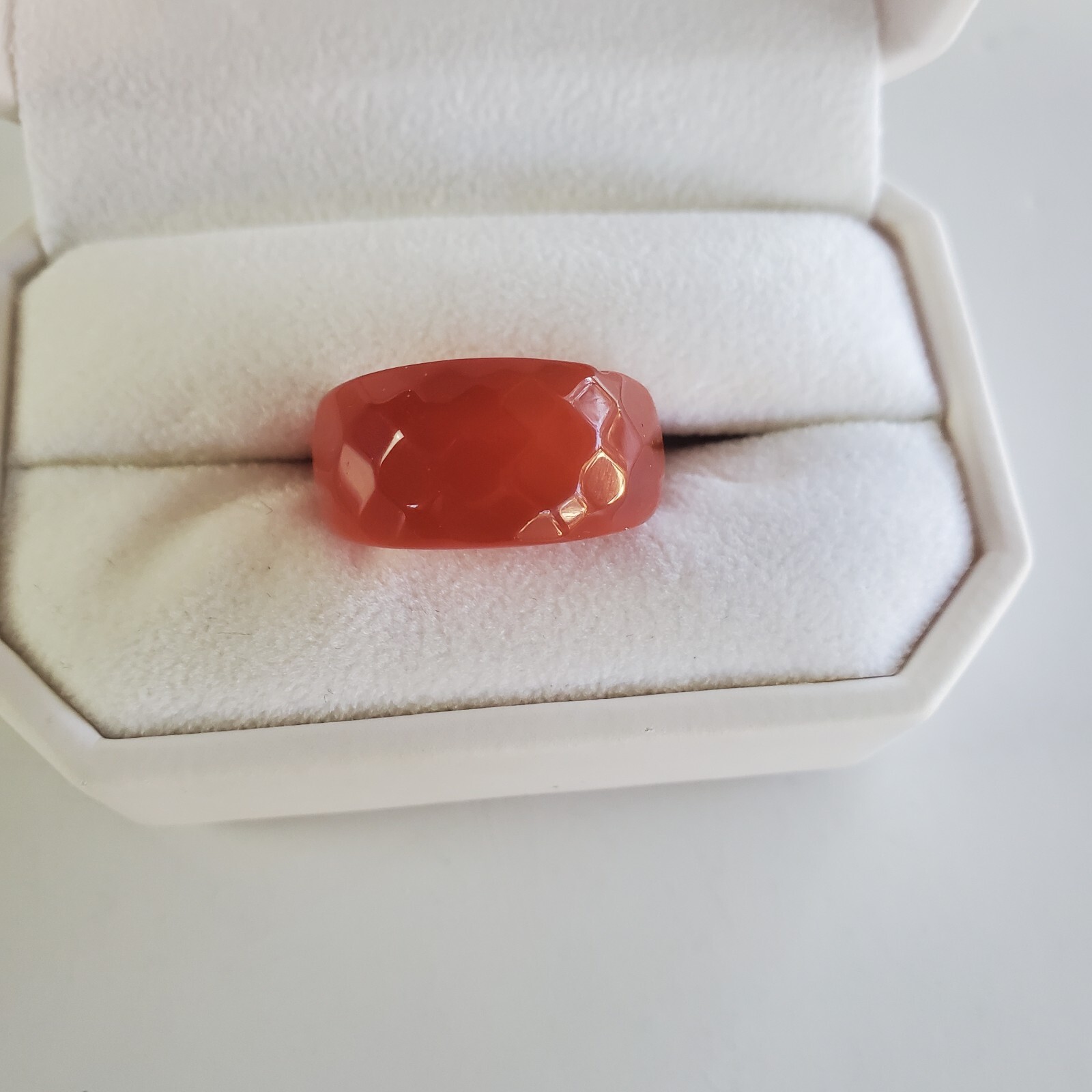 Red Carnelian Solid Stone/Glass? Mult Faceted Cut… - image 5