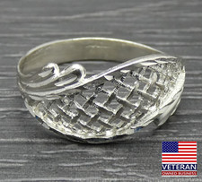 Sterling Silver Open Woven Unique Curved Scroll Reflective Band Ring Size 6.5