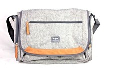 BB Gear Baby Boom Diaper Bag Gray Canvas Messenger-Style Large