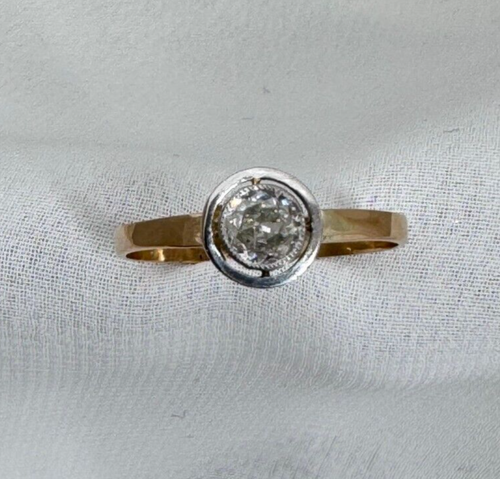 Vintage 18k Solid Rose Gold Solitaire 0.25 Qt. Diamond Ring - Fast Shipping - Picture 7 of 14