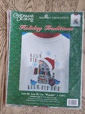 Candamar Designs Wearable Cross Stitch  51051 Holiday Traditions Kitty Cat New