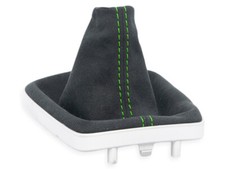 SCHALTMANSCHETTE FUR HYUNDAI KONA 2017-23 SCHALTSACK SCHWARZ ALCANTARA NAHT GRÜN