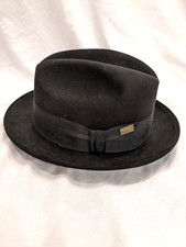 Vintage Chapeau Fléchet Black Genuine Fur Felt Fedora Size 6 3/4 -54 made in USA