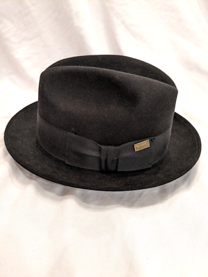 Vintage Chapeau Fléchet Black Genuine Fur Felt Fedora Size 6  display picture 3