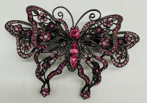 2 Strass Schmetterling Spannspange Haarspange Vintage 90er Haarschmuck