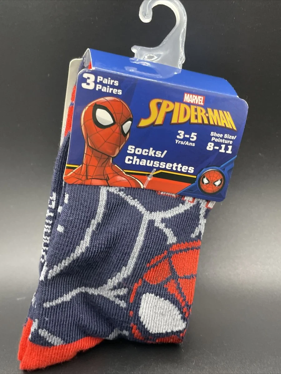 Marvel Spiderman 3 Pack Of kids Socks Shoe Size 8-11