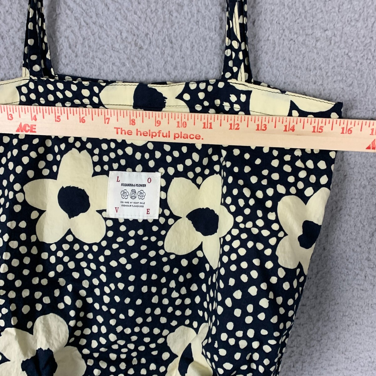 Sozakka & Flower Tote Floral Indigo Fabric Purse Hippie 90s