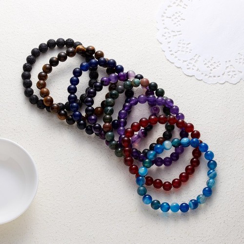 Fashion Tiger Eye Natural Stone Bracelet Bangle Turquoise Beaded Women Men Gifts - Picture 7 of 39