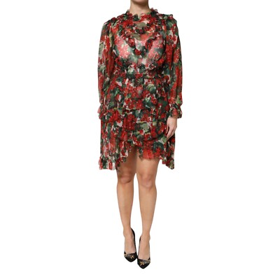 DOLCE & GABBANA Dress Multicolor Ruffle Floral Long Sleeves IT40/US6/S  4130usd | eBay