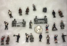 Vintage Lot Mini Tiny Lead People Benches Mailbox Christmas Or Village Figures