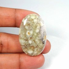 Natural Greenish Aqua Chalcedony Cabochon Oval Shape Gemstone Loose 37 Cts 6459