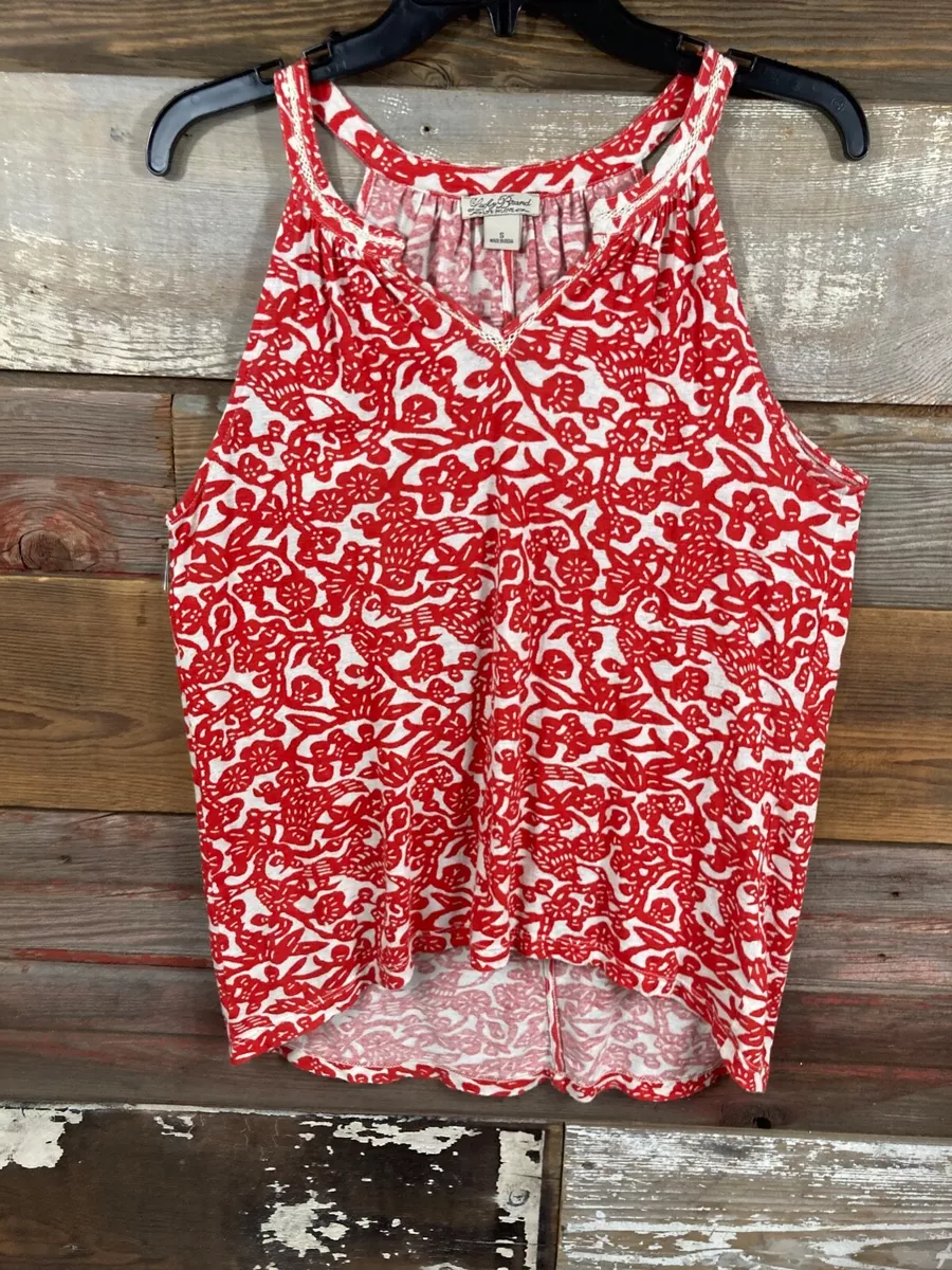 Lucky Brand Women's Red Tank Top Red/White Sz Small