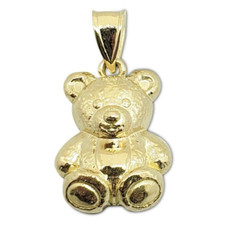 Solid 10K Yellow Gold Teddy Bear Pendant Charm, 2.7 grams, Small