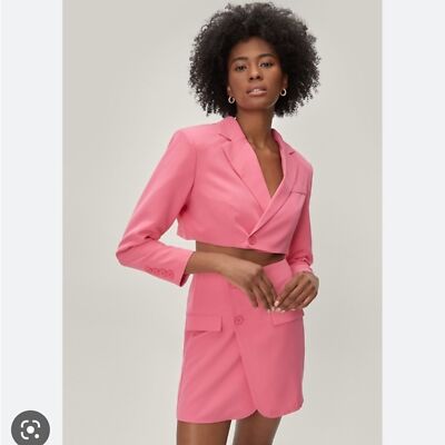 NWT Nasty Gal Hot Pink Keep Up the Work Shoulder Pad Cropped
