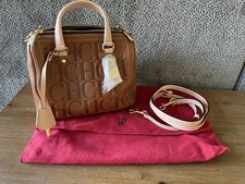 CAROLINA HERRERA MINI ANDY 5 CROSSBODY  CAMEL LUGGAGE COGNAC BROWN LEATHER  NEW