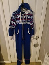 Blue thick high quality Ladies patterned blue winter one Piece Jumpsuit small