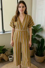 Faithful the Brand Women's Cedric Wide Leg Jumpsuit Size XS 2 Cropped Stripes