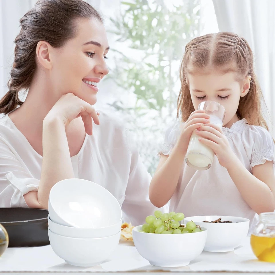 White Soup Bowls 6 In, 26Oz round Large Ceramic Bowls Set of 6, Deep Porcelain B - Изображение 4 из 4