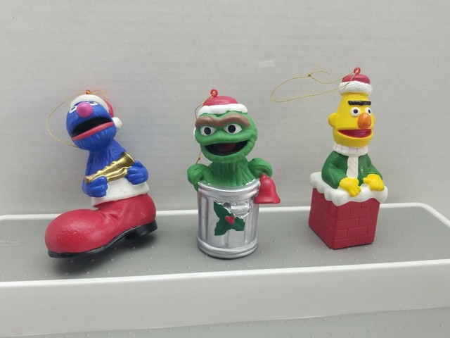 SESAME STREET Christmas Ornaments 4" Vintage Grover Oscar