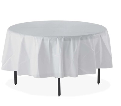 Tablemate Table Set Round Tablecovers - 84'' - 6/pack - Plastic - White (84WH)