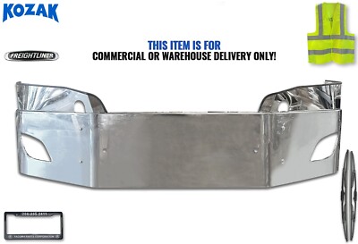 Chrome STEEL 16'' Bumper w/ Fog Lamp Hole for New Freightliner Cascadia 2018+2024
