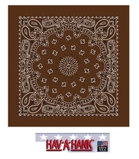COCOA BROWN PAISLEY Bandana Head Wrap Scarve BANDANNA 22"Cotton  HANKY *USA MADE