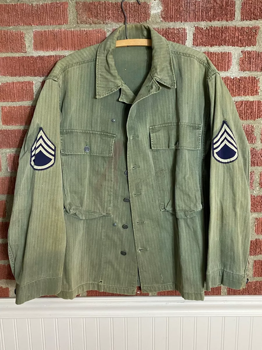 Original WWII WW2 1940s M43 HBT Jacket/Shirt US Army 13 Star 