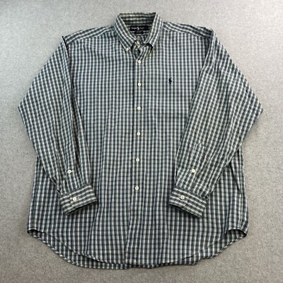 Ralph Lauren Shirt Mens Large Blue Striped Blake Long Sleeve Button Up Adult