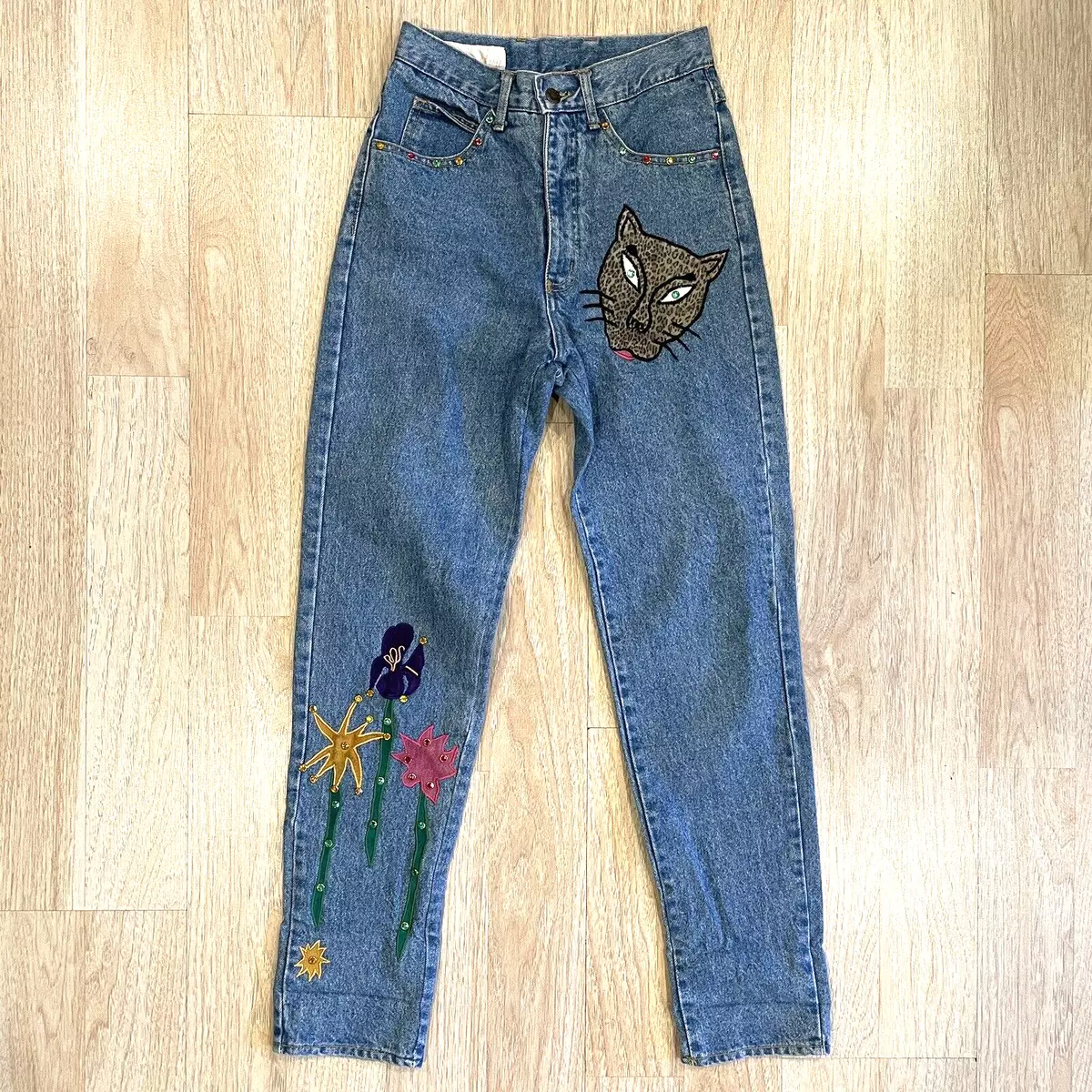 Jeans with cheetah patches hot sale