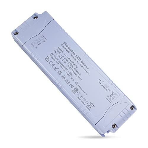 REYLAX Trasformatore 12V 80W Dimmerabile Triac, Alimentatore 12V 6.66A, (P5c)