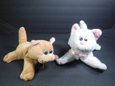 Vintage Pound Puppies purries Cats Orange Striped White 7 Inch Plush Set of 2