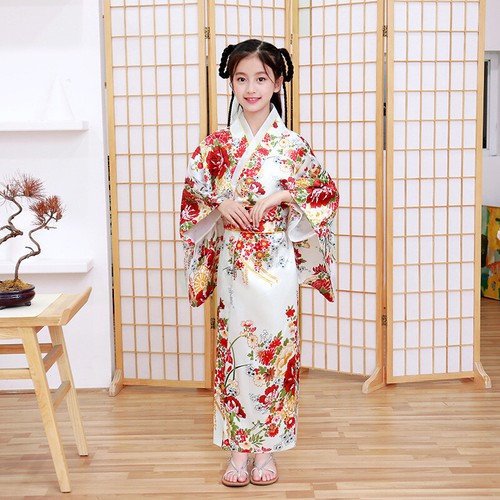 Chinese Traditional Kimono Children Silk Gown Kid Garment One Piece Dress - Picture 15 of 16