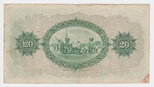 Thailandia 20 Baht 1929 P19b VF Tdlr Elefante Pilastro Processione Cerimoniale RARO - Foto 5 di 6