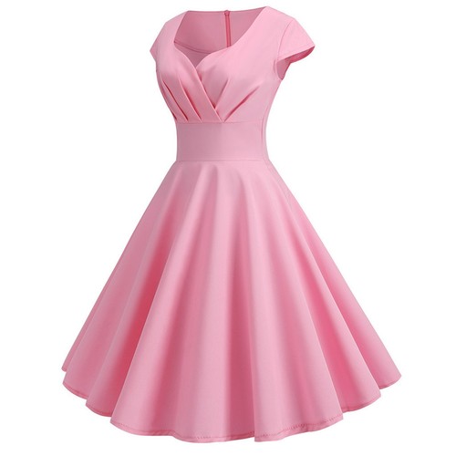 Women 50s 60s Rockabilly Swing Dress Cocktail Retro Casual Evening Party Dress - Picture 14 of 18