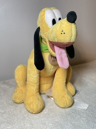 Disney Store Pluto Plush Stuffed Animal Mickey’s Dog Green Collar Sitting - Picture 2 of 6