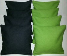 Set Of 8 Cornhole Bean Bags Black Lime Green FREE SHIPPING 