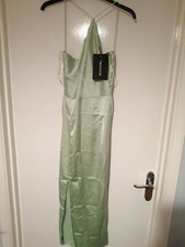 Pretty Little Thing Green Asymmetric Strap Cowl Midi Dress Size 4