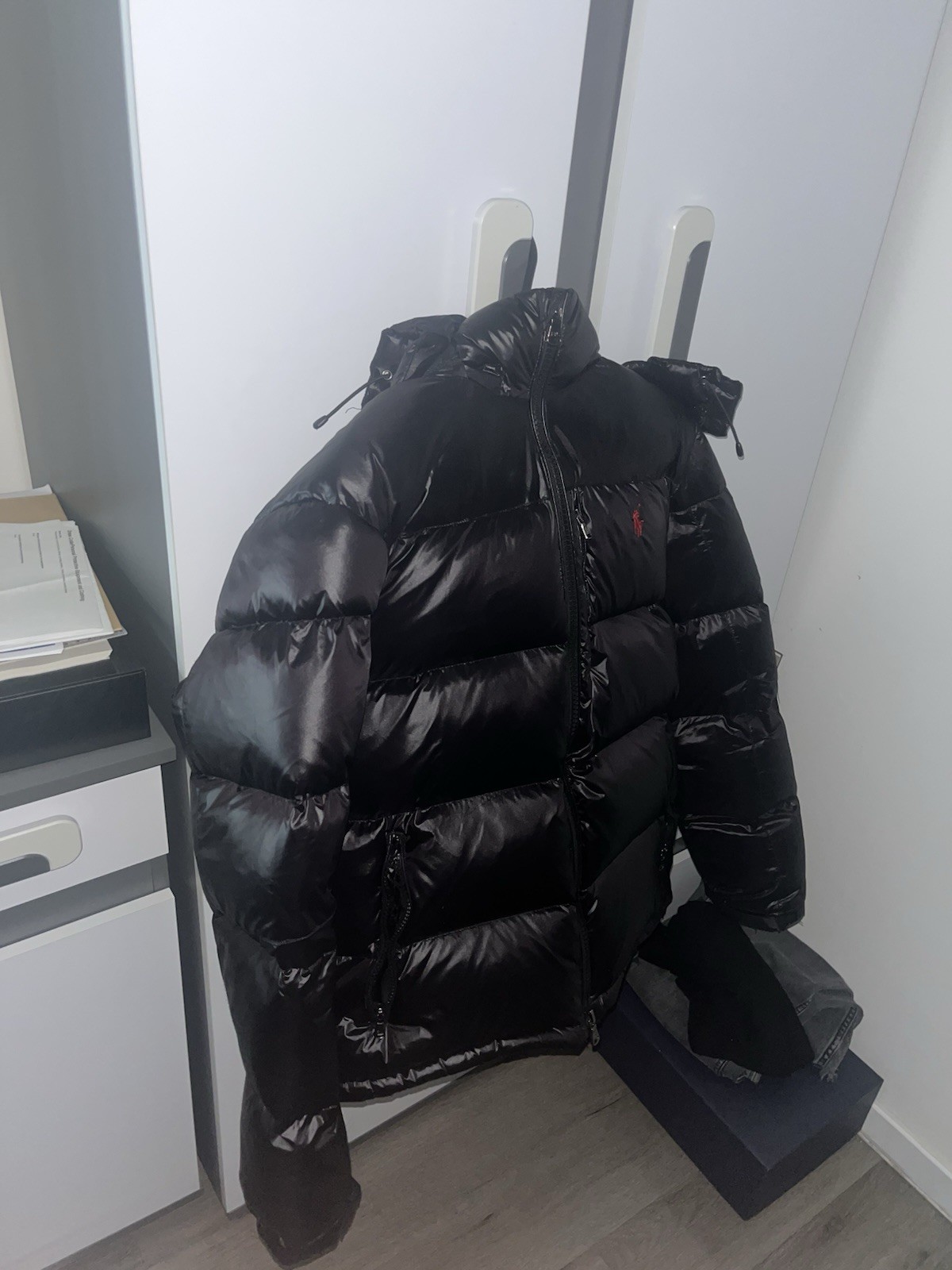 Polo Ralph Lauren Glossy Black Puffer Jacket |Size Medium image 4