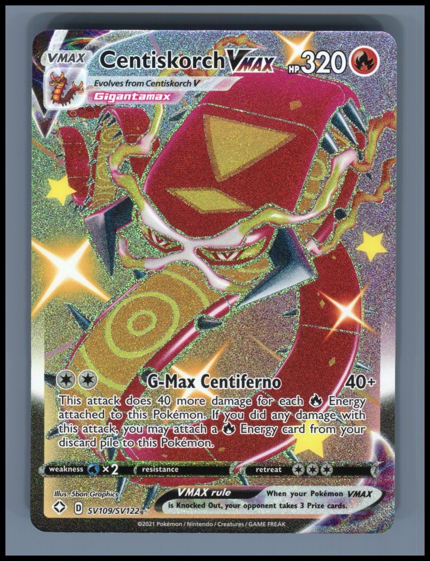 Centiskorch VMAX SV109/SV122 Holo VMAX Rare Shining Fates Shiny Vault Pokemon NM