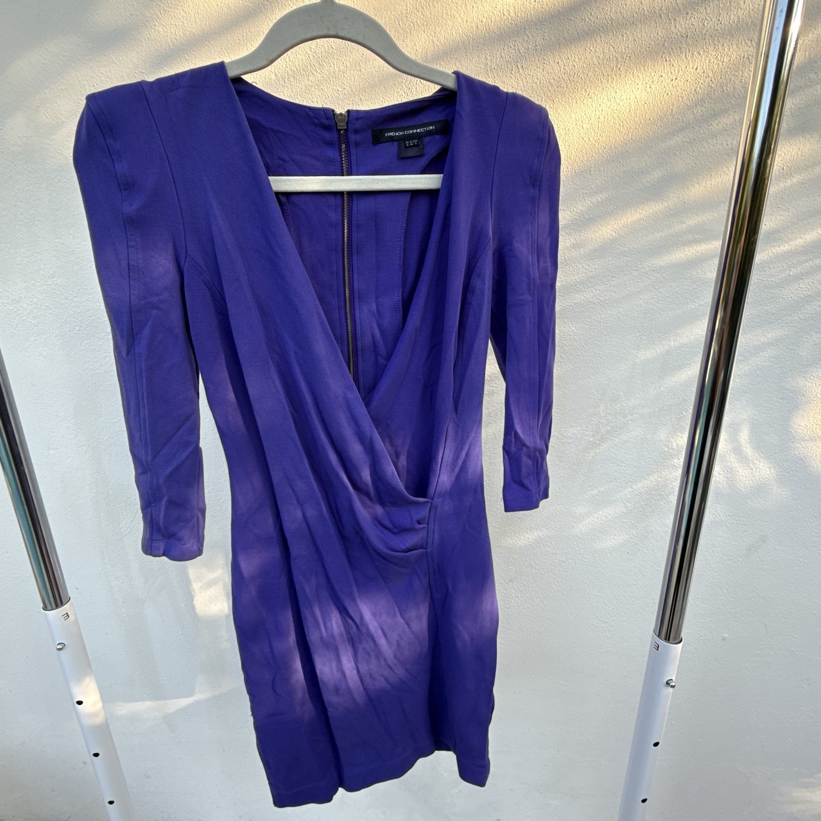French Connection Purple V-neck Mini Bodycon Dress Size 2