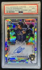 2021 Bowman Chrome Carlos Rodriguez Prospect Auto Atomic Refractor #/100 PSA 9