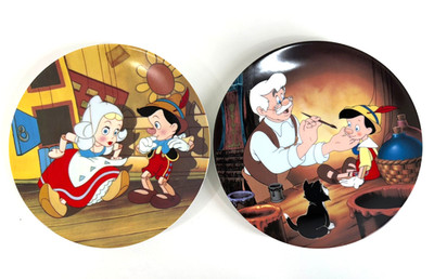 Disney Pinocchio Knowles Plates Geppetto Creates & I've Got No Strings 1989-90
