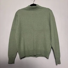 Vintage 70s Lambswool Angora Blend Mock Neck Sweater UK England British Green 40