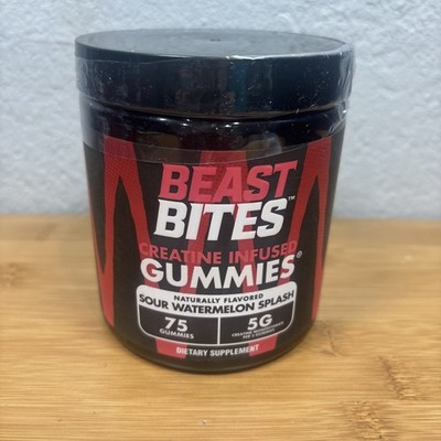 Beast Bites Creatine Gummies Sour Watermelon Splash 75 Count- Brand New Sealed