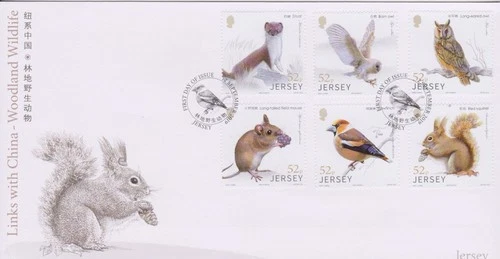 GB JERSEY 2019 Links with China/Woodland Wildlife/Animals SG 2397-2402 FDC BIRDS