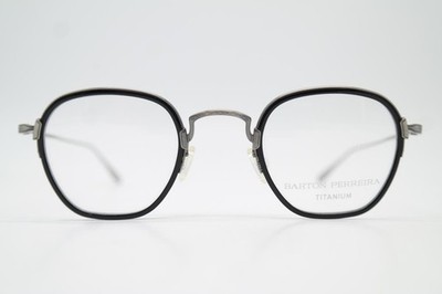 Brille BARTON PERREIRA ALVAR Titanium Silber Schwarz Oval Brillengestell Neu