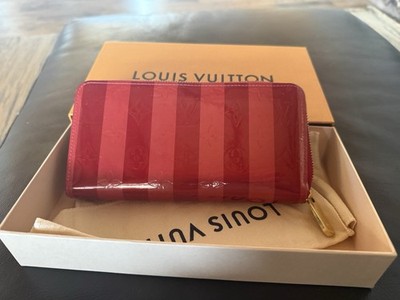 limited edition Louis Vuitton Monogram Vernis Rayures Zippy Wallet in red