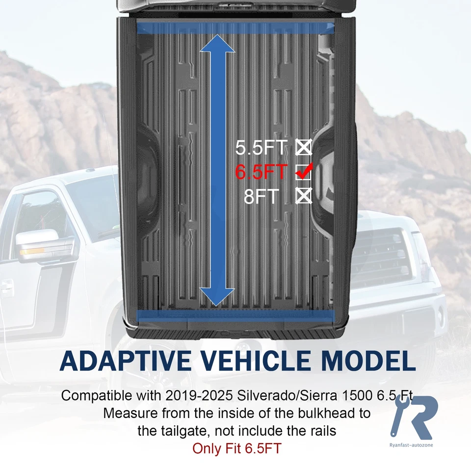 Low Profile Hard Tri Fold Tonneau Cover FOR Chevrolet/GMC 1500 2019-2024 6.5FT Foto 2 de 4