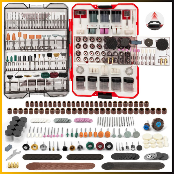 Ezuvita 618 Tlg. Multifunktionswerkzeug ZubehöR Set Rot FüR Bohren, Schleifen-image