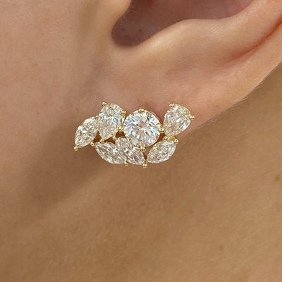 4.3ct TCW Climber Cuff Earrings Yellow Gold 14K Lab-Grown Diamonds F/VS1 GGL